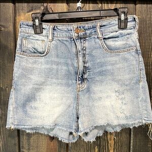 Anthropologie‎ Pilcro Denim Shorts 27 Distressed High Rise Cutoffs Boho Festival